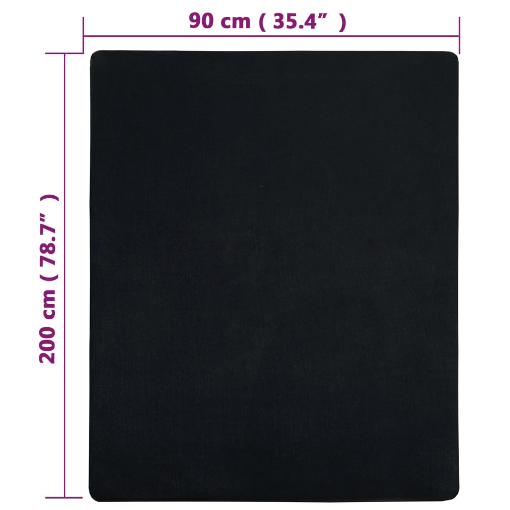 Lenzuolo con Angoli Jersey Nero 90x200 cm Cotone - homemem39