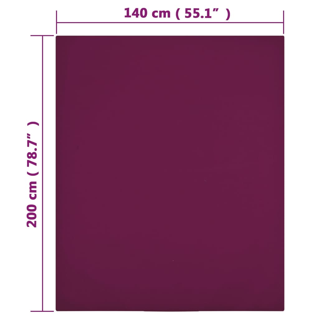 Lenzuola con Angoli Jersey 2pz Bordò 140x200 cm Cotone - homemem39