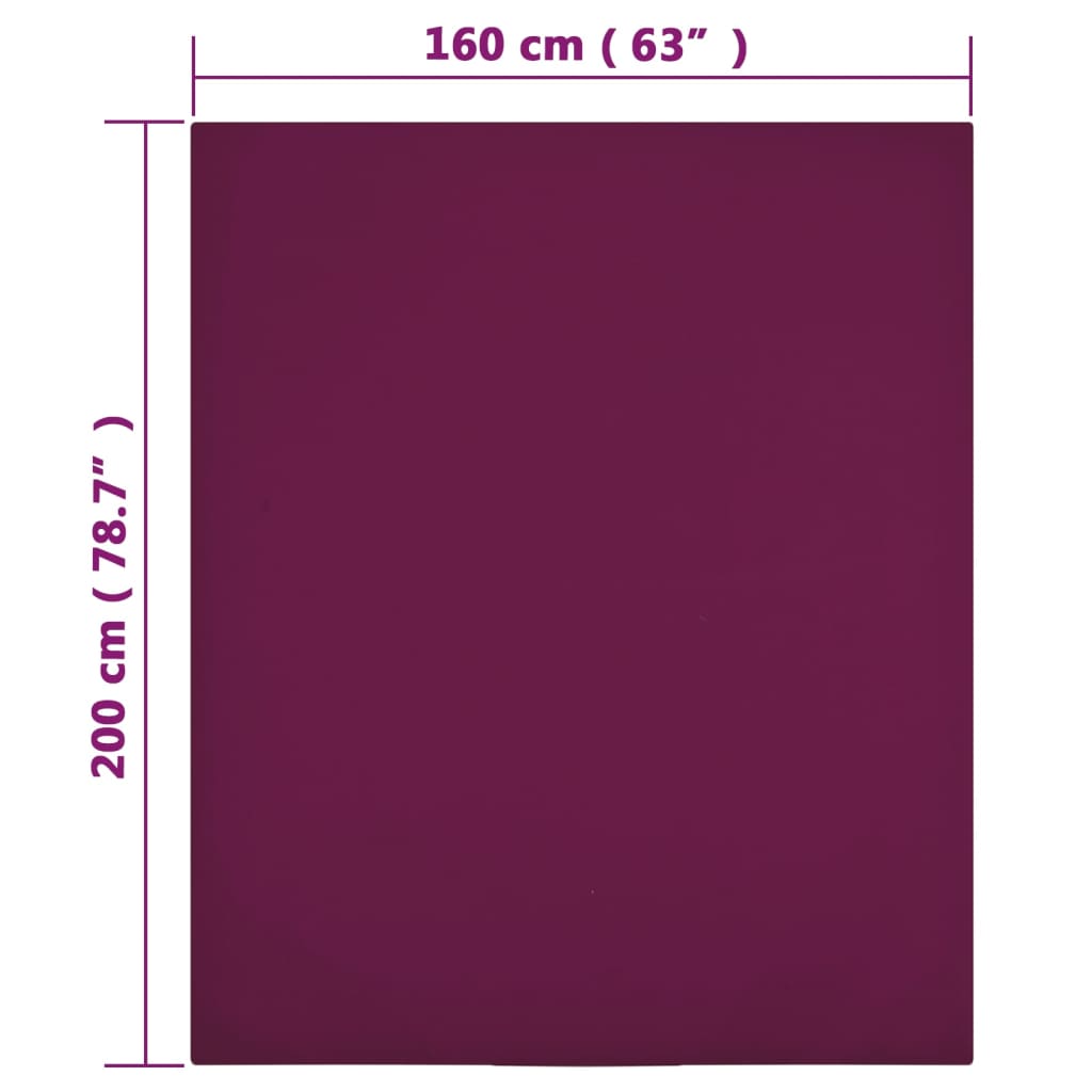 Lenzuola con Angoli Jersey 2pz Bordò 160x200 cm Cotone - homemem39