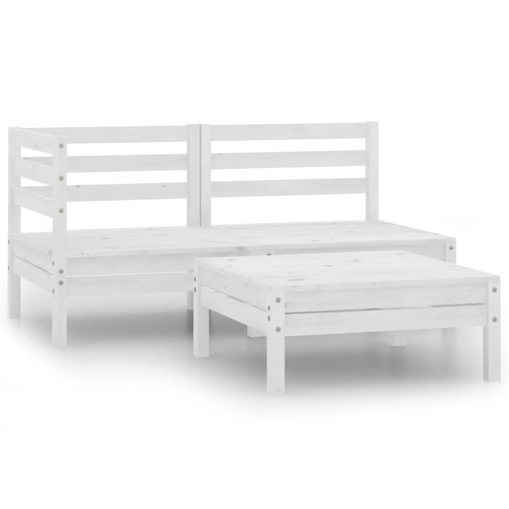 Set Divani da Giardino 3 pz in Legno Massello di Pino Bianco - homemem39