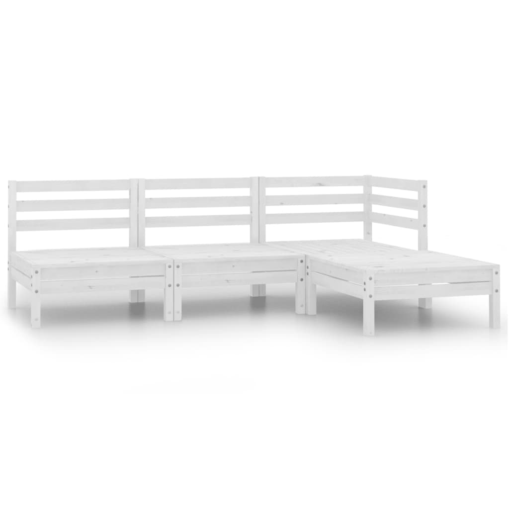 Set Divani da Giardino 4 pz in Legno Massello di Pino Bianco - homemem39