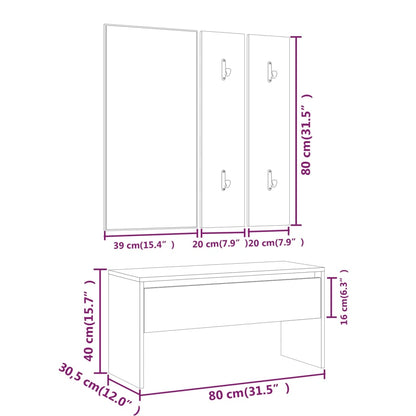 Set di Mobili da Corridoio Bianco in Legno Multistrato - homemem39