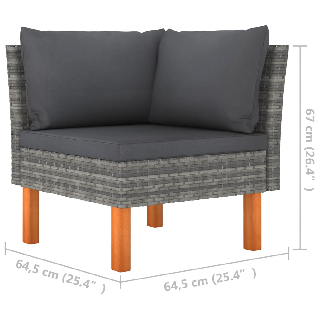 Set Divani da Giardino 9pz Polyrattan Legno di Eucalipto Grigio - homemem39