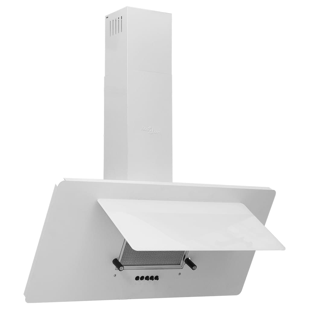 Cappa Parete 90 cm Acciaio Inox e Vetro Temperato Bianco Lucido - homemem39