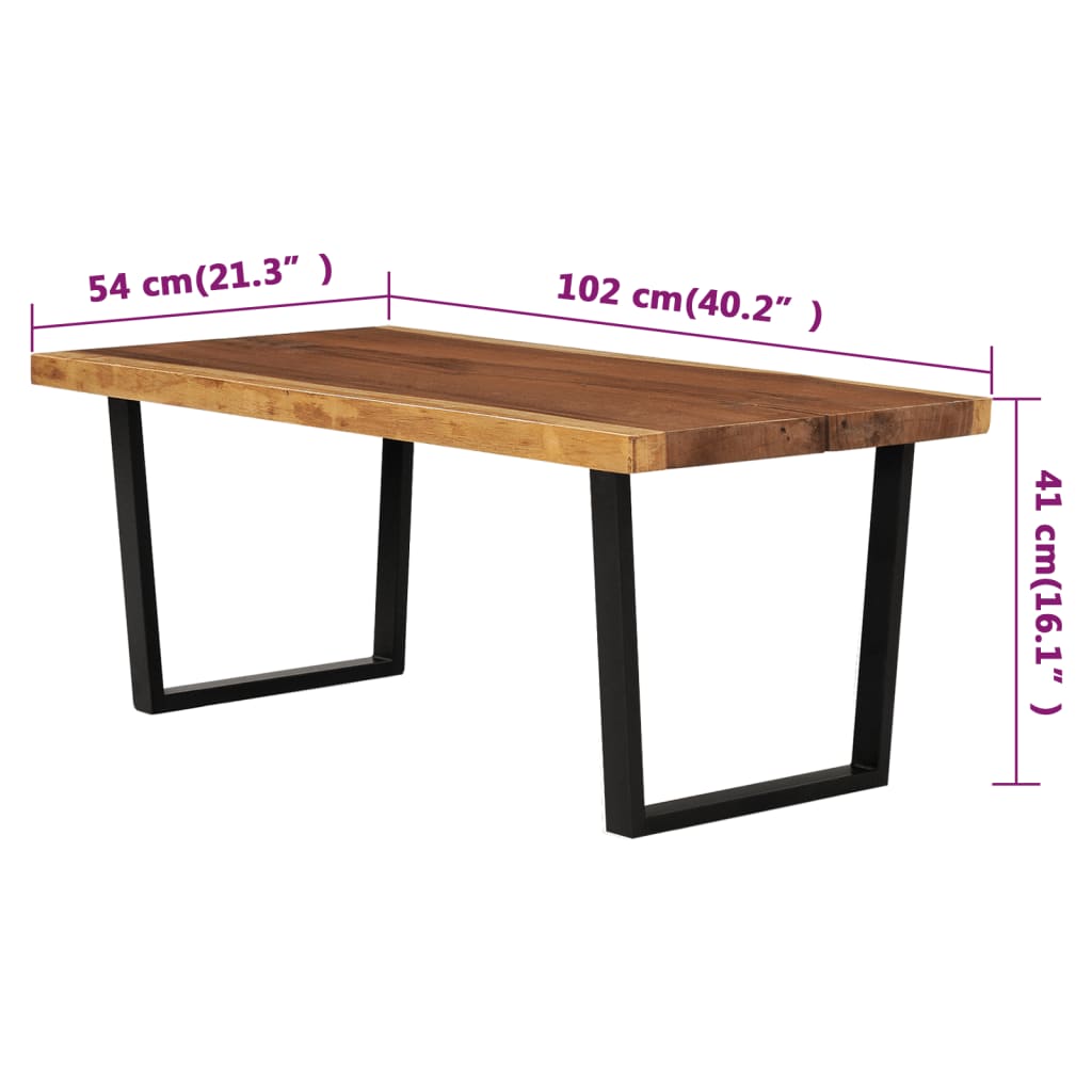 Tavolino da Salotto in Legno Massello di Suar 102x54x41 cm - homemem39