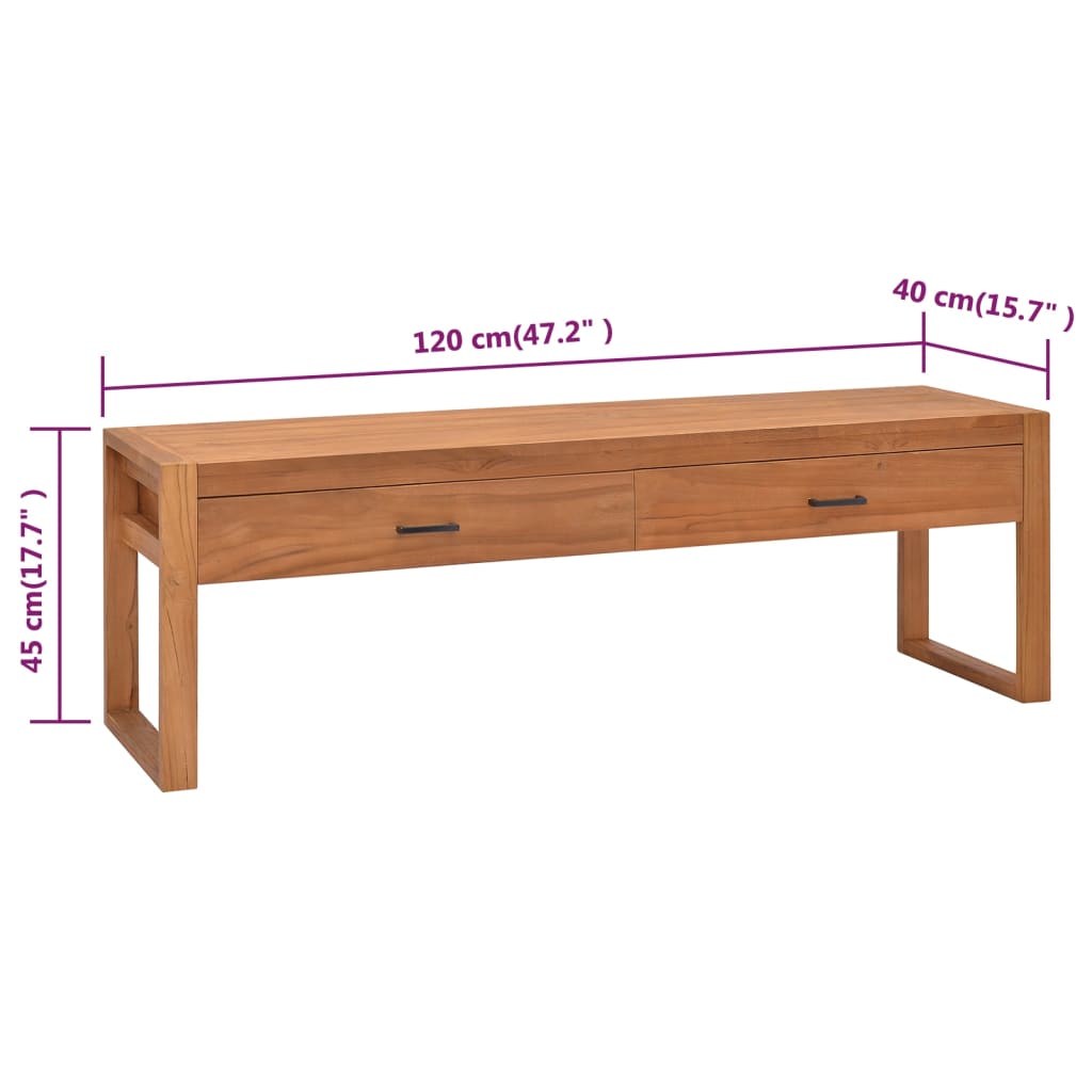 Mobile Porta TV 120x40x45 cm in Legno Massello di Teak - homemem39