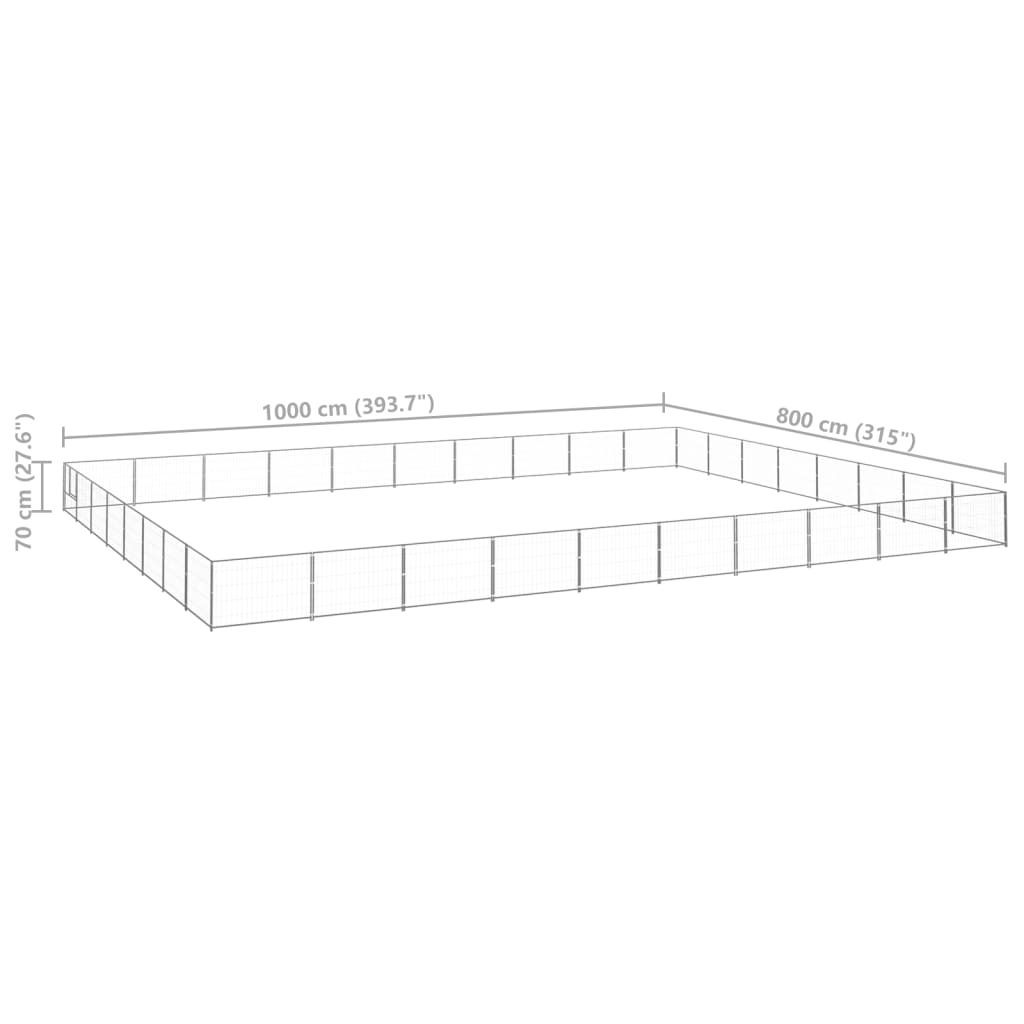 Gabbia per Cani Argento 80 m² in Acciaio - homemem39