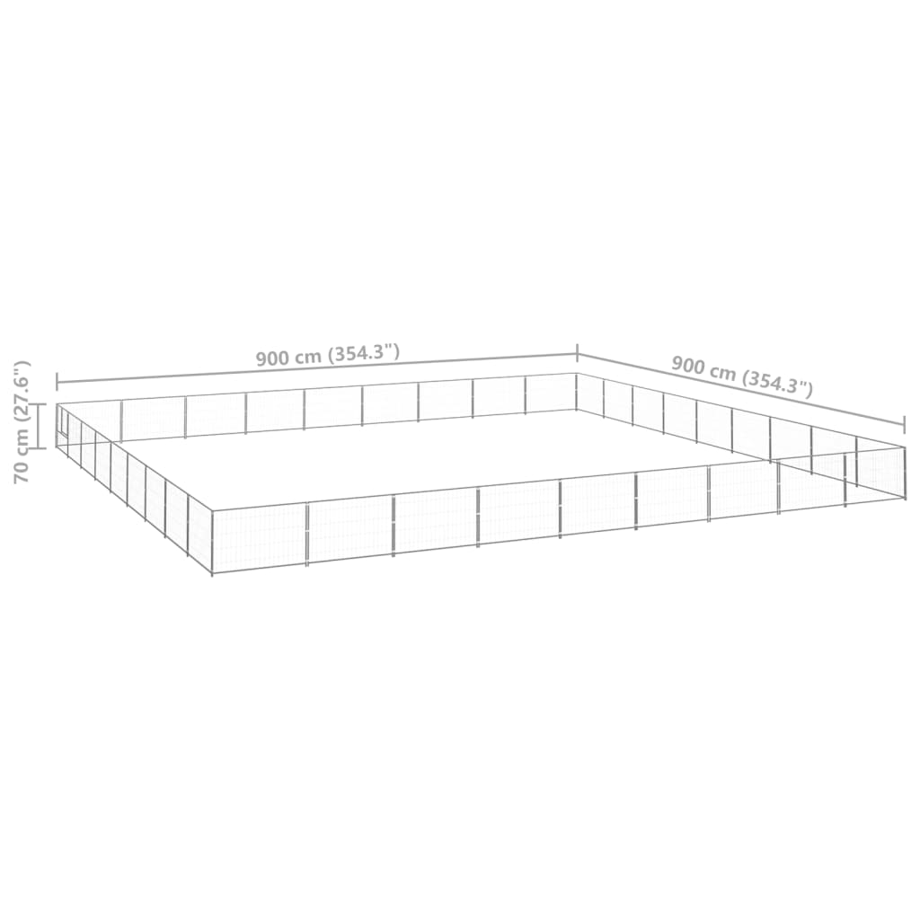 Gabbia per Cani Argento 81 m² in Acciaio - homemem39