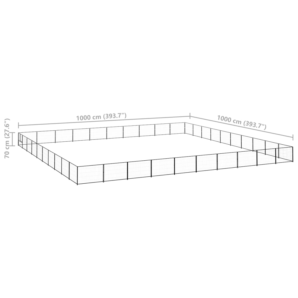 Gabbia per Cani Nera 100 m² in Acciaio - homemem39