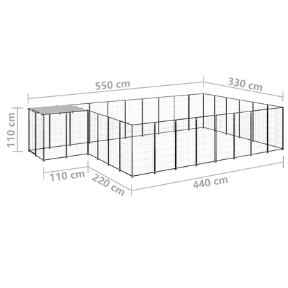 Gabbia per Cani Nera 15,73 m² in Acciaio - homemem39