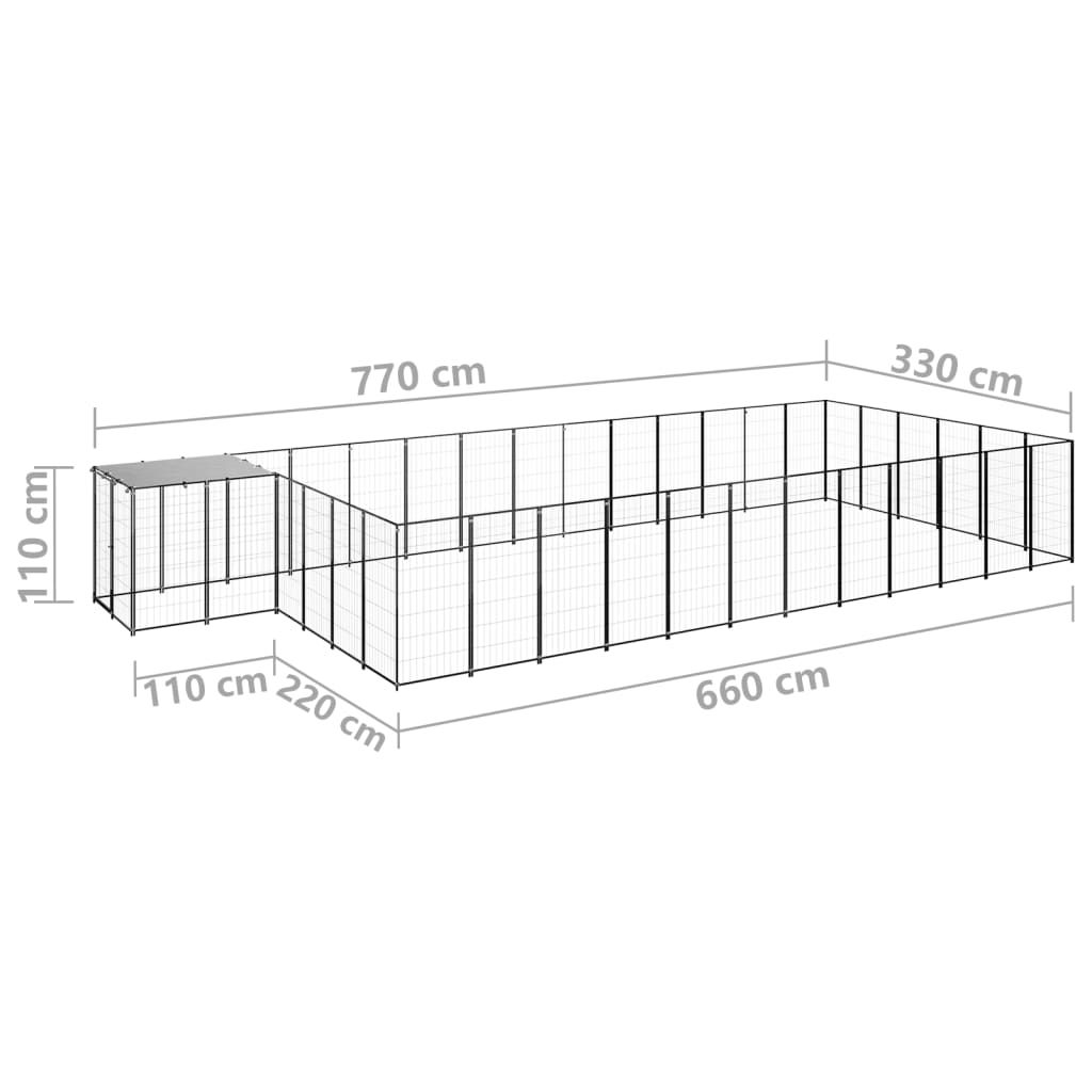 Gabbia per Cani Nera 22,99 m² in Acciaio - homemem39