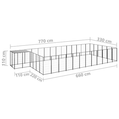 Gabbia per Cani Nera 22,99 m² in Acciaio - homemem39