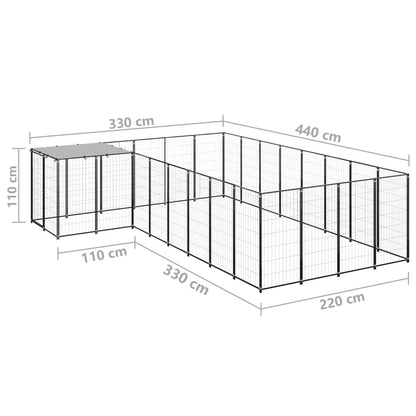 Gabbia per Cani Nera 10,89 m² in Acciaio - homemem39