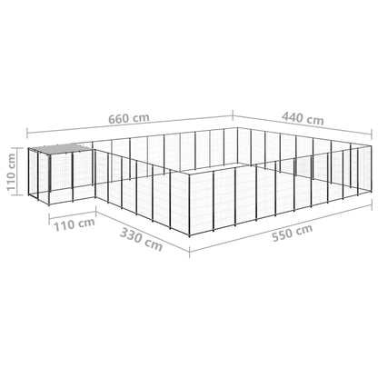 Gabbia per Cani Nera 25,41 m² in Acciaio - homemem39