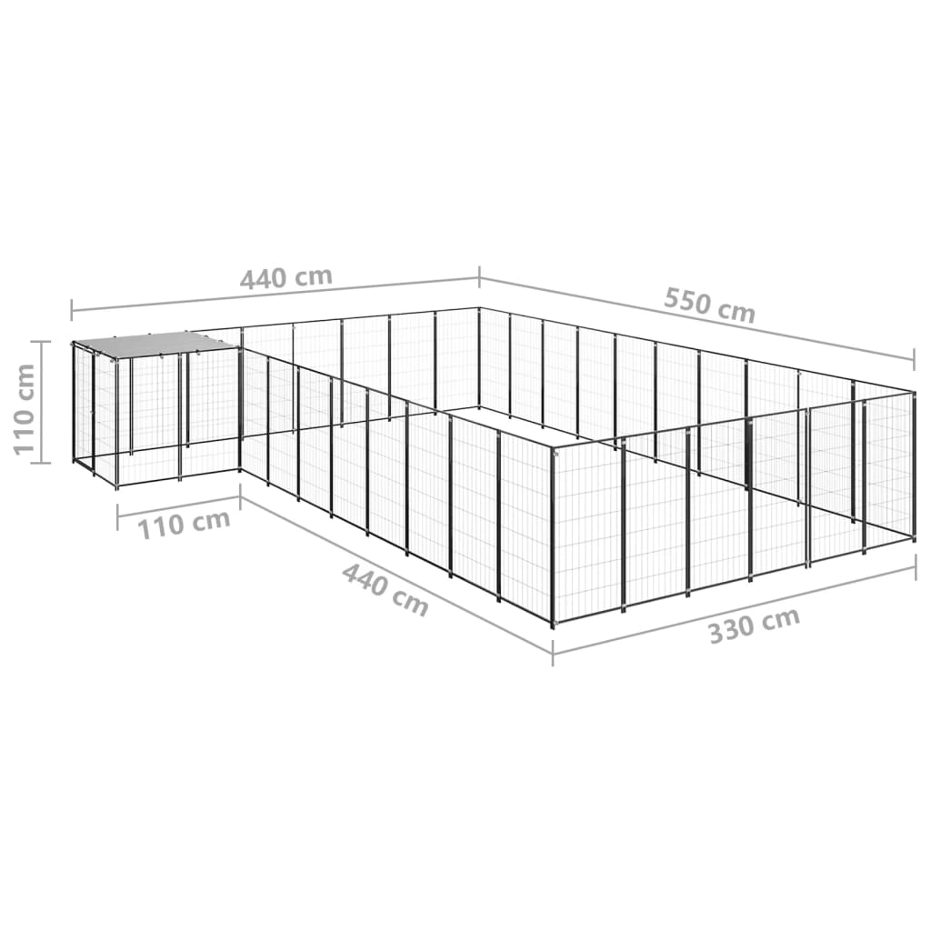 Gabbia per Cani Nera 19,36 m² in Acciaio - homemem39