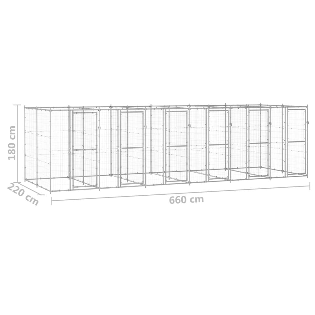 Gabbia per Cani da Esterno in Acciaio Zincato 14,52 m² - homemem39