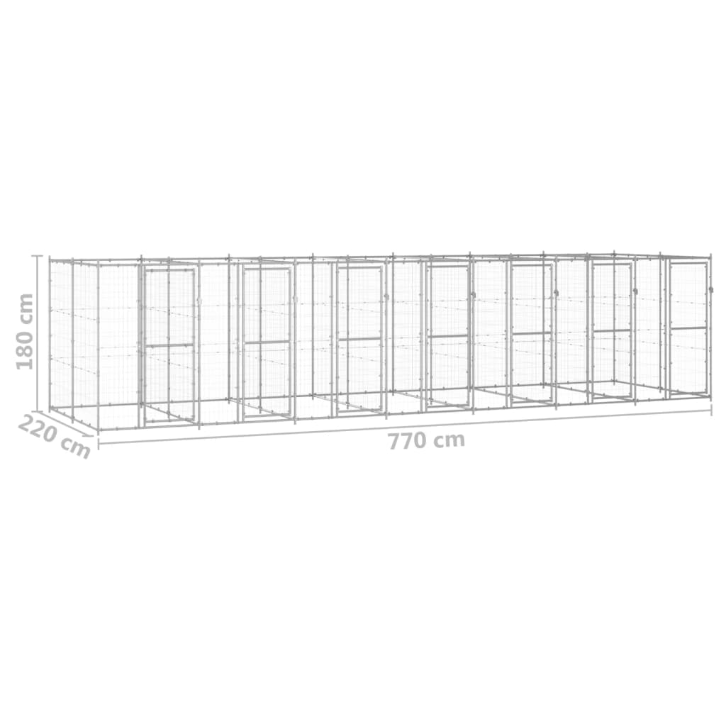 Gabbia per Cani da Esterno in Acciaio Zincato 16,94 m² - homemem39