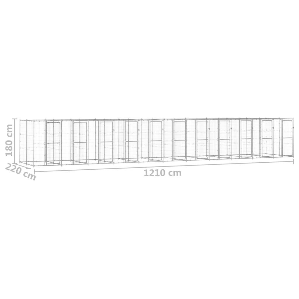 Gabbia per Cani da Esterno in Acciaio Zincato 26,62m² - homemem39