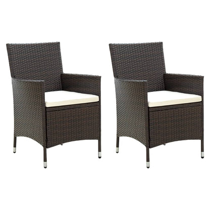 Sedie da Giardino 2 pz con Cuscini in Polyrattan Marrone - homemem39