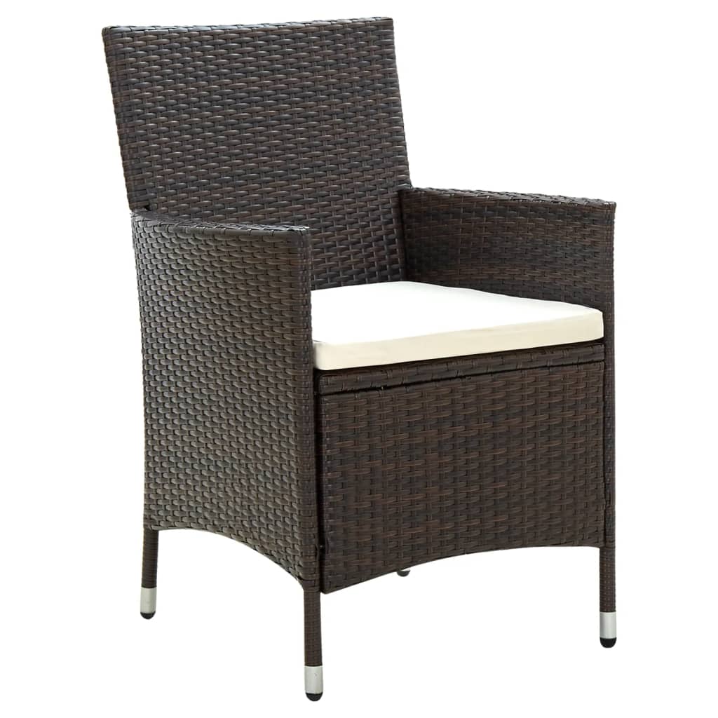 Sedie da Giardino 2 pz con Cuscini in Polyrattan Marrone - homemem39