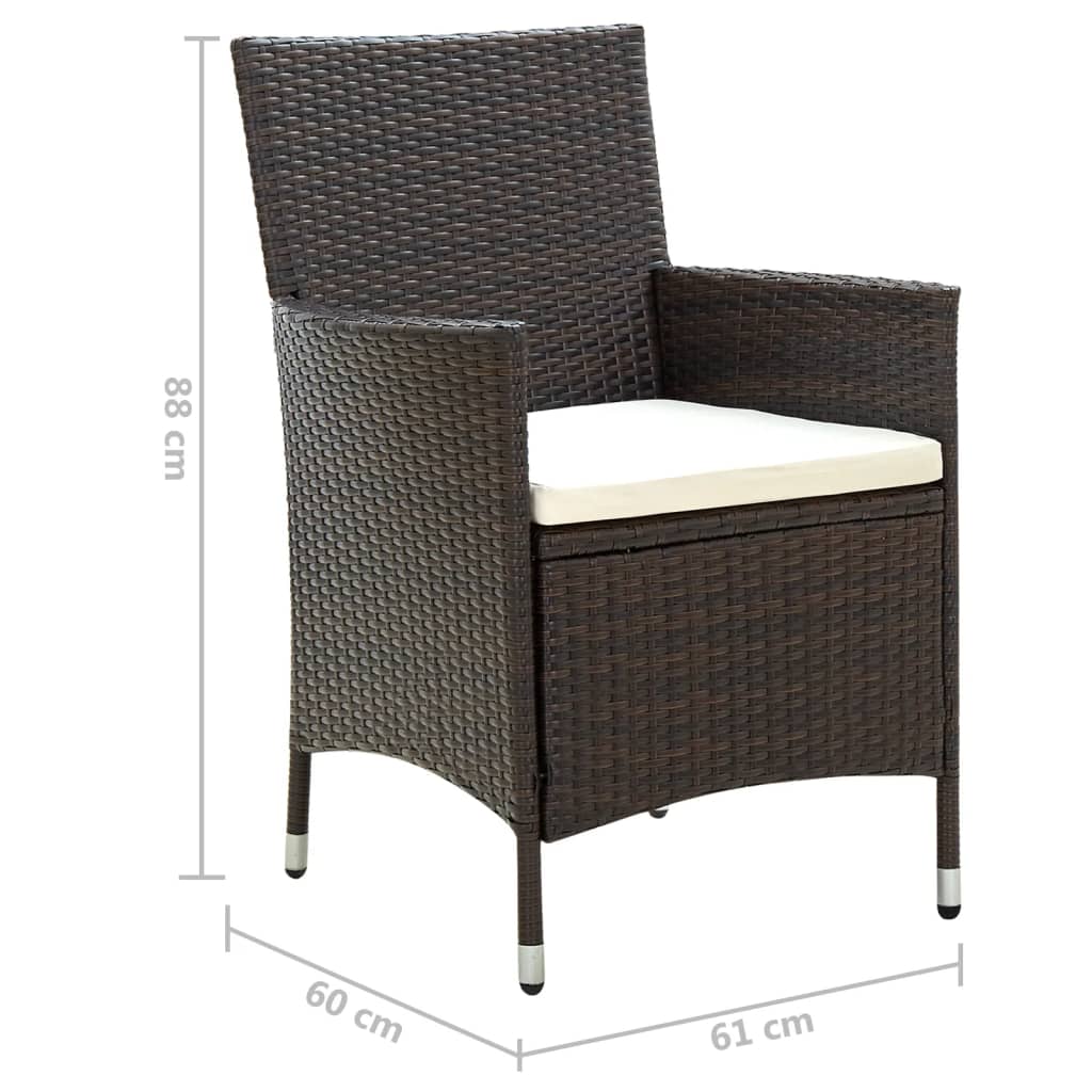 Sedie da Giardino 2 pz con Cuscini in Polyrattan Marrone - homemem39