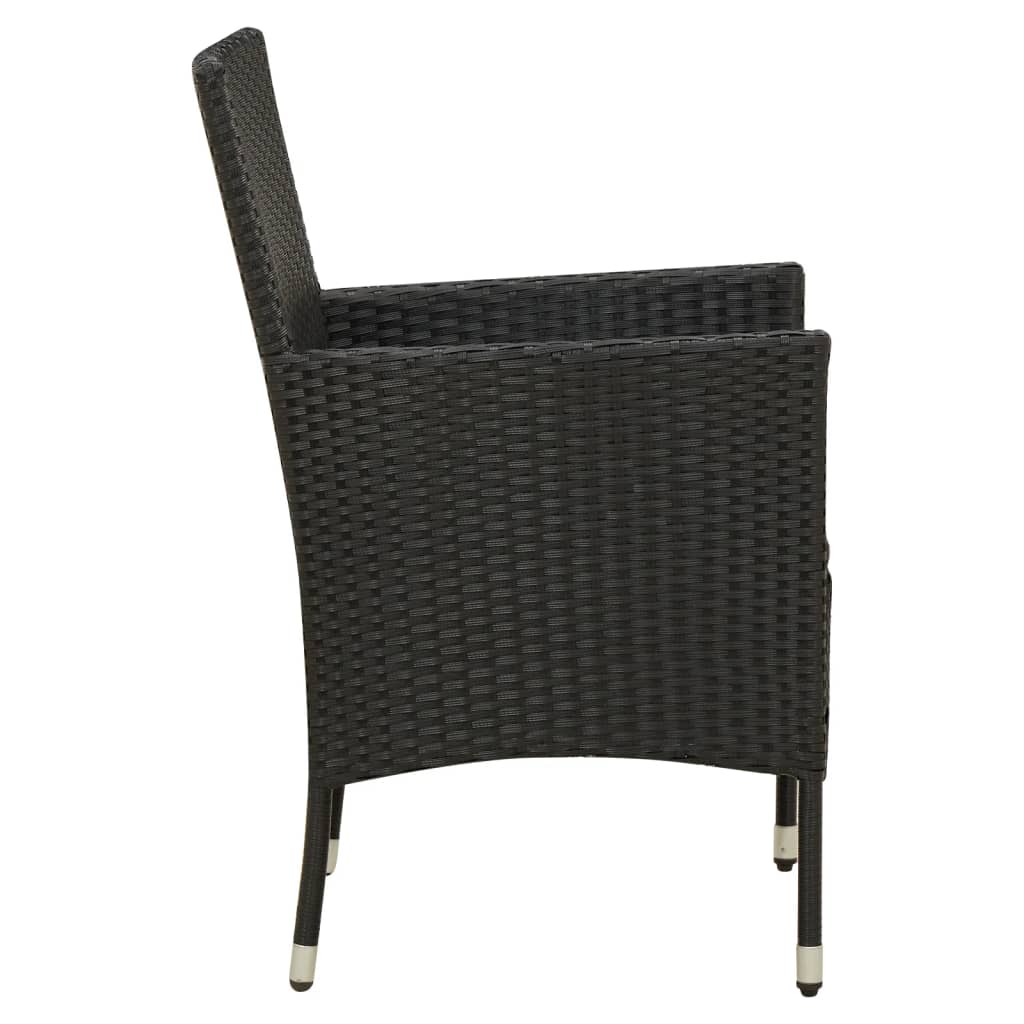 Sedie da Giardino con Cuscini 2 pz in Polyrattan Nere - homemem39