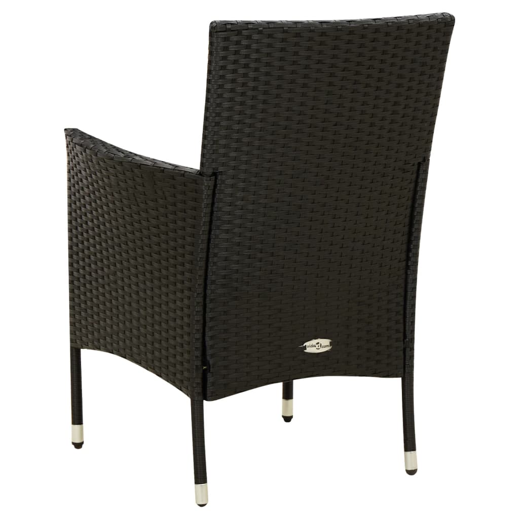 Sedie da Giardino con Cuscini 2 pz in Polyrattan Nere - homemem39