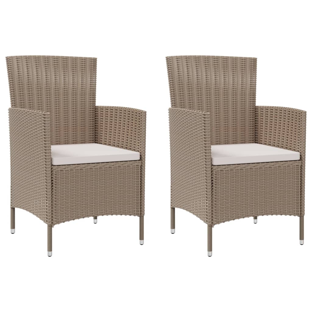 Sedie da Giardino con Cuscini 2 pz in Polyrattan Beige - homemem39