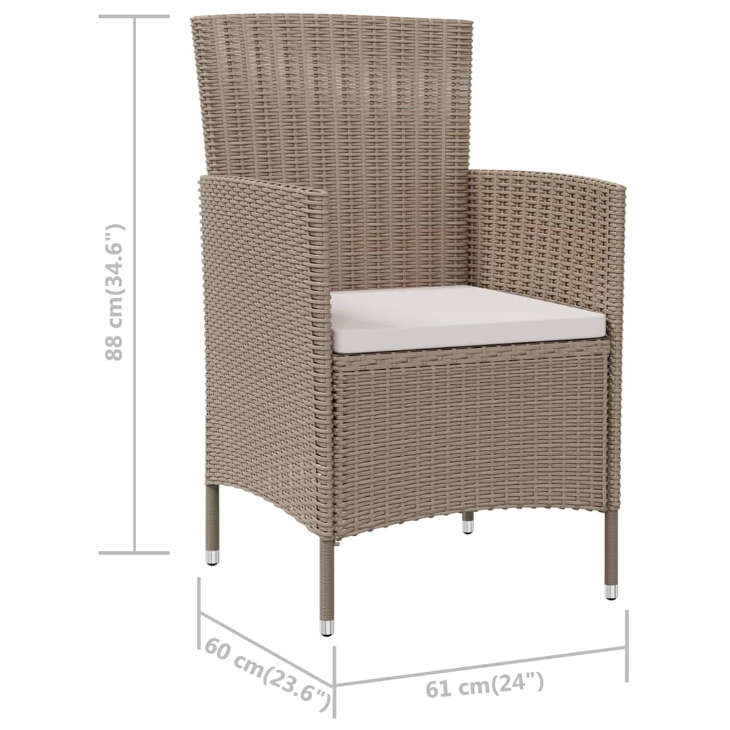 Sedie da Giardino con Cuscini 2 pz in Polyrattan Beige - homemem39