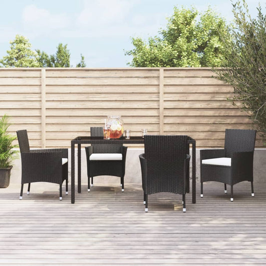 Sedie da Giardino con Cuscini 4 pz in Polyrattan Nere - homemem39