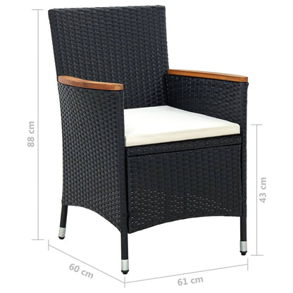 Sedie da Pranzo per Giardino 4 pz in Polyrattan Nero - homemem39