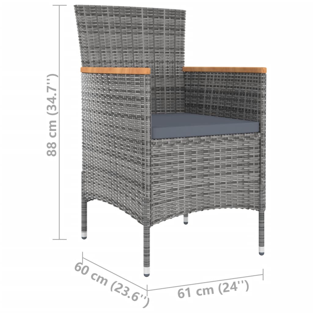 Sedie da Pranzo da Giardino 4 pz in Polyrattan Grigio - homemem39