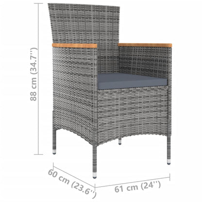 Sedie da Pranzo da Giardino 4 pz in Polyrattan Grigio - homemem39