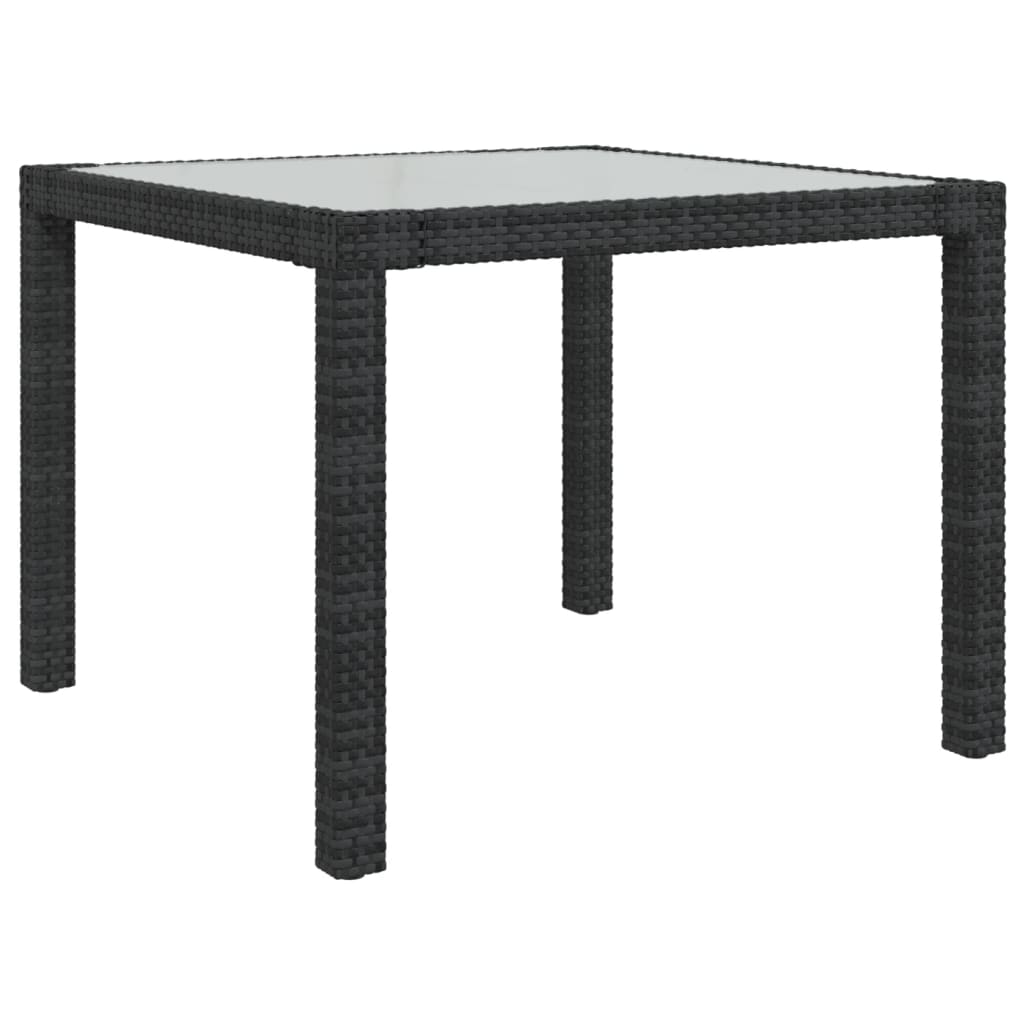 Tavolo Giardino 90x90x75 cm Vetro Temperato e Polyrattan Nero - homemem39