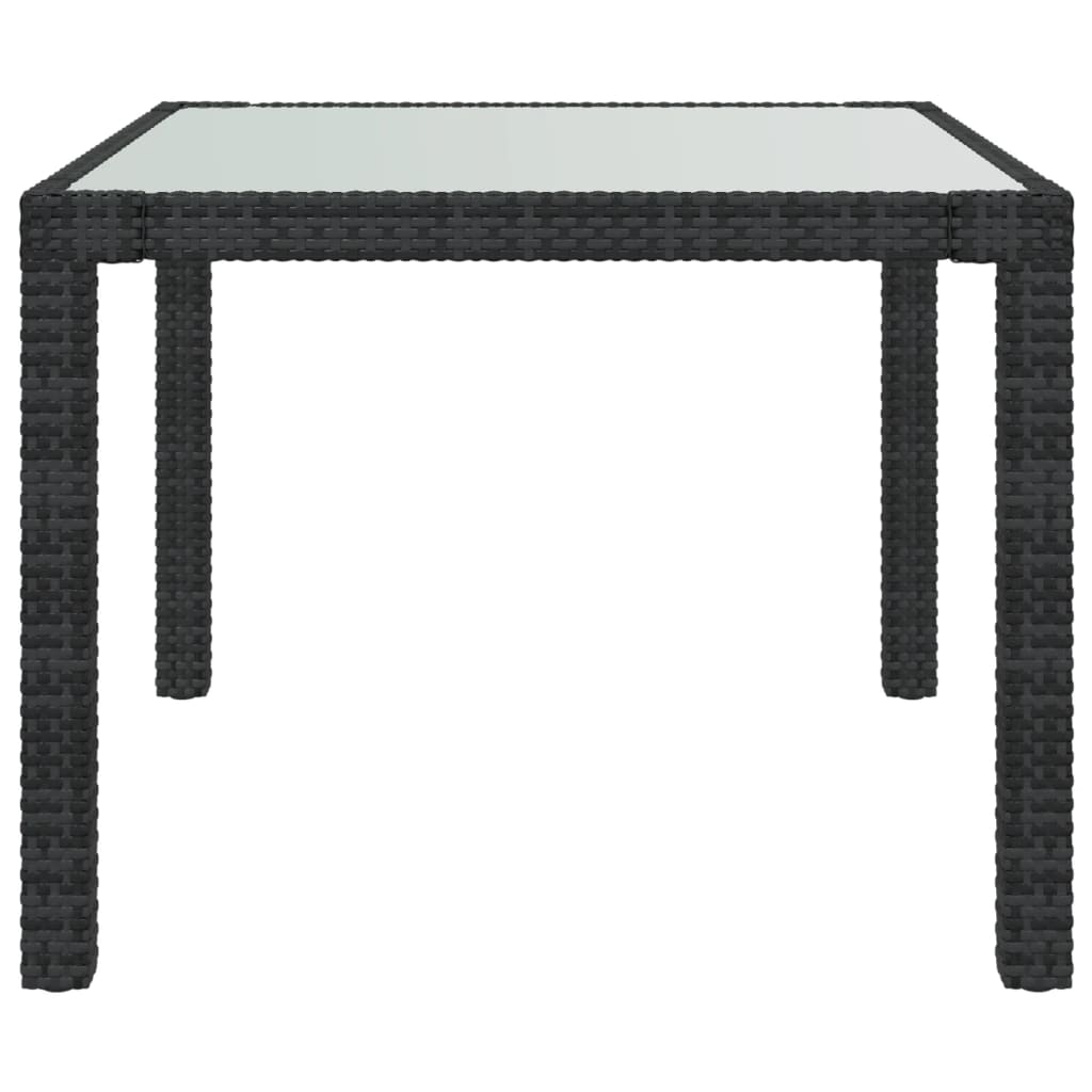 Tavolo Giardino 90x90x75 cm Vetro Temperato e Polyrattan Nero - homemem39