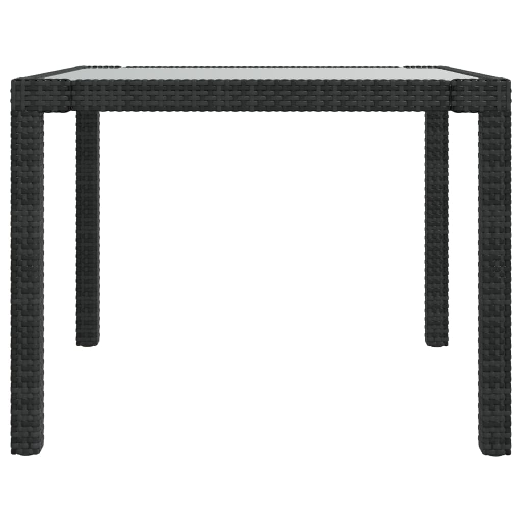 Tavolo Giardino 90x90x75 cm Vetro Temperato e Polyrattan Nero - homemem39