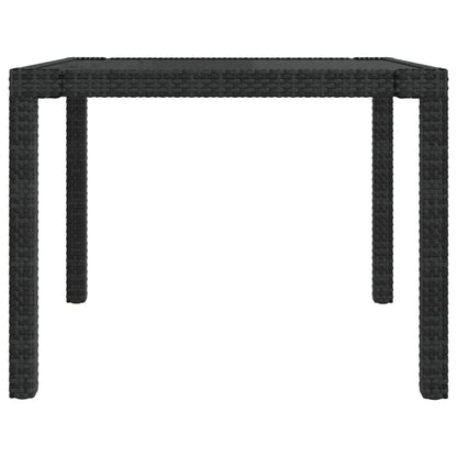 Tavolo Giardino 90x90x75 cm Vetro Temperato e Polyrattan Nero - homemem39