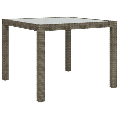 Tavolo Giardino 90x90x75cm Vetro Temperato e Polyrattan Grigio - homemem39