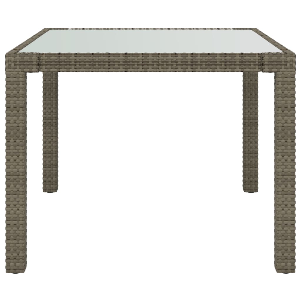 Tavolo Giardino 90x90x75cm Vetro Temperato e Polyrattan Grigio - homemem39