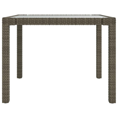 Tavolo Giardino 90x90x75cm Vetro Temperato e Polyrattan Grigio - homemem39