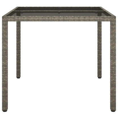 Tavolo Giardino 90x90x75 cm Vetro Temperato e Polyrattan Grigio - homemem39