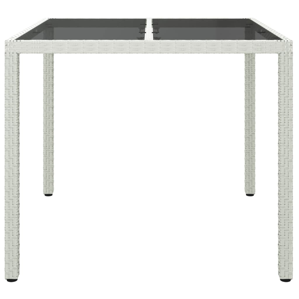 Tavolo Giardino 90x90x75 cm Vetro Temperato e Polyrattan Bianco - homemem39