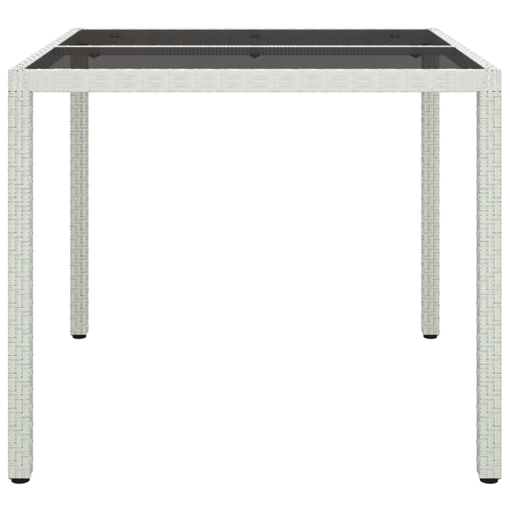 Tavolo Giardino 90x90x75 cm Vetro Temperato e Polyrattan Bianco - homemem39