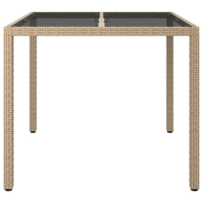 Tavolo Giardino 90x90x75 cm Vetro Temperato e Polyrattan Beige - homemem39