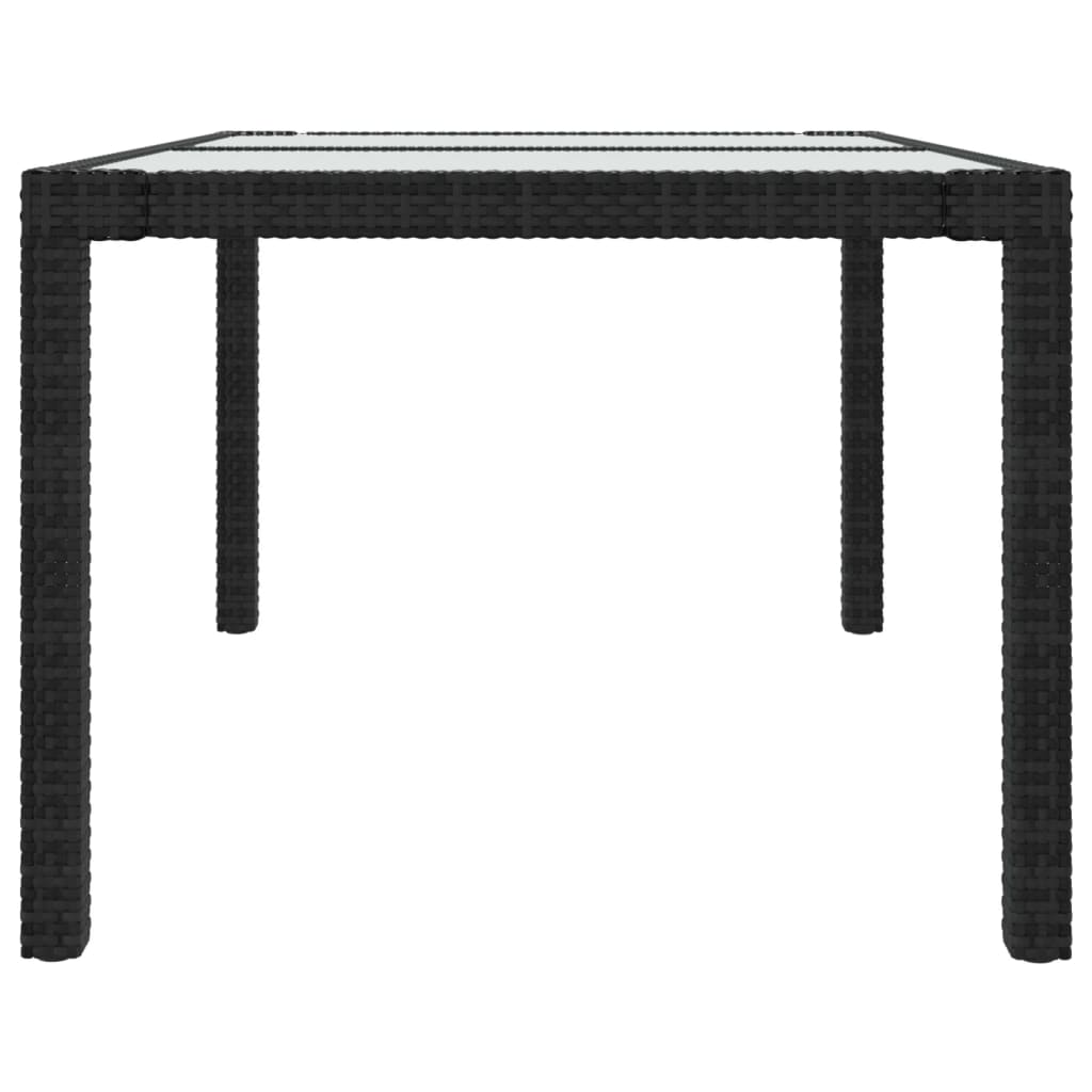 Tavolo Giardino 150x90x75 cm Vetro Temperato e Polyrattan Nero - homemem39