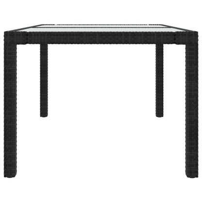 Tavolo Giardino 150x90x75 cm Vetro Temperato e Polyrattan Nero - homemem39