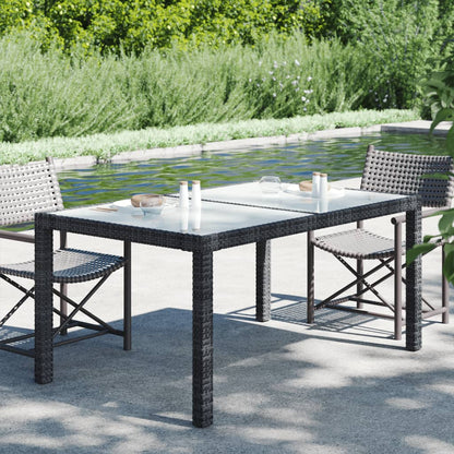 Tavolo Giardino 150x90x75 cm Vetro Temperato e Polyrattan Nero - homemem39