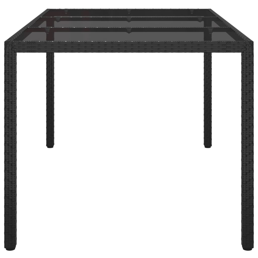 Tavolo Giardino 150x90x75 cm Vetro Temperato e Polyrattan Nero - homemem39