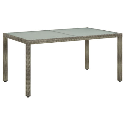 Tavolo Giardino 150x90x75cm Vetro Temperato e Polyrattan Grigio - homemem39