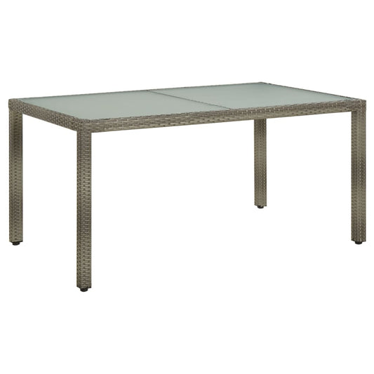 Tavolo Giardino 150x90x75cm Vetro Temperato e Polyrattan Grigio - homemem39